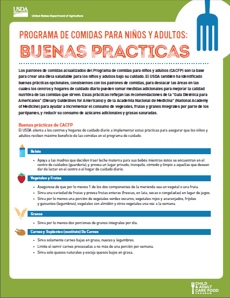 LVCC - CACFP - USDA Best Practices - Spanish