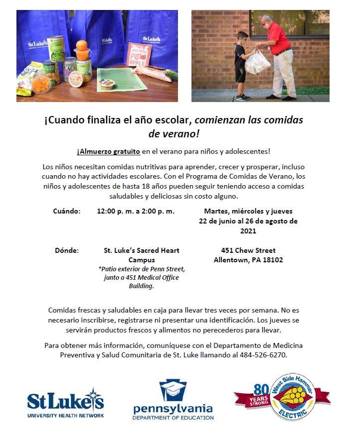 LVCC - Family Supports - Sacred Heart Summer Meals (Spanish)