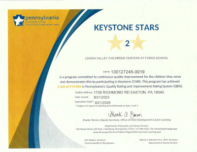 LVCC - Forks School - Keystone Stars Ranking - Easton, PA
