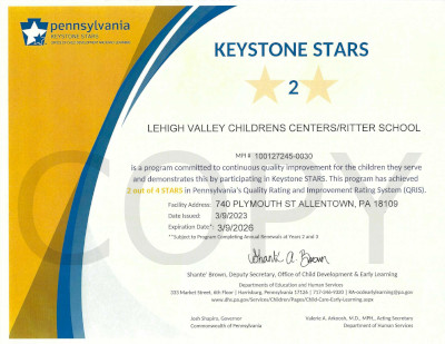 LVCC - Ritter School - Keystone Stars Ranking - Allentown, PA